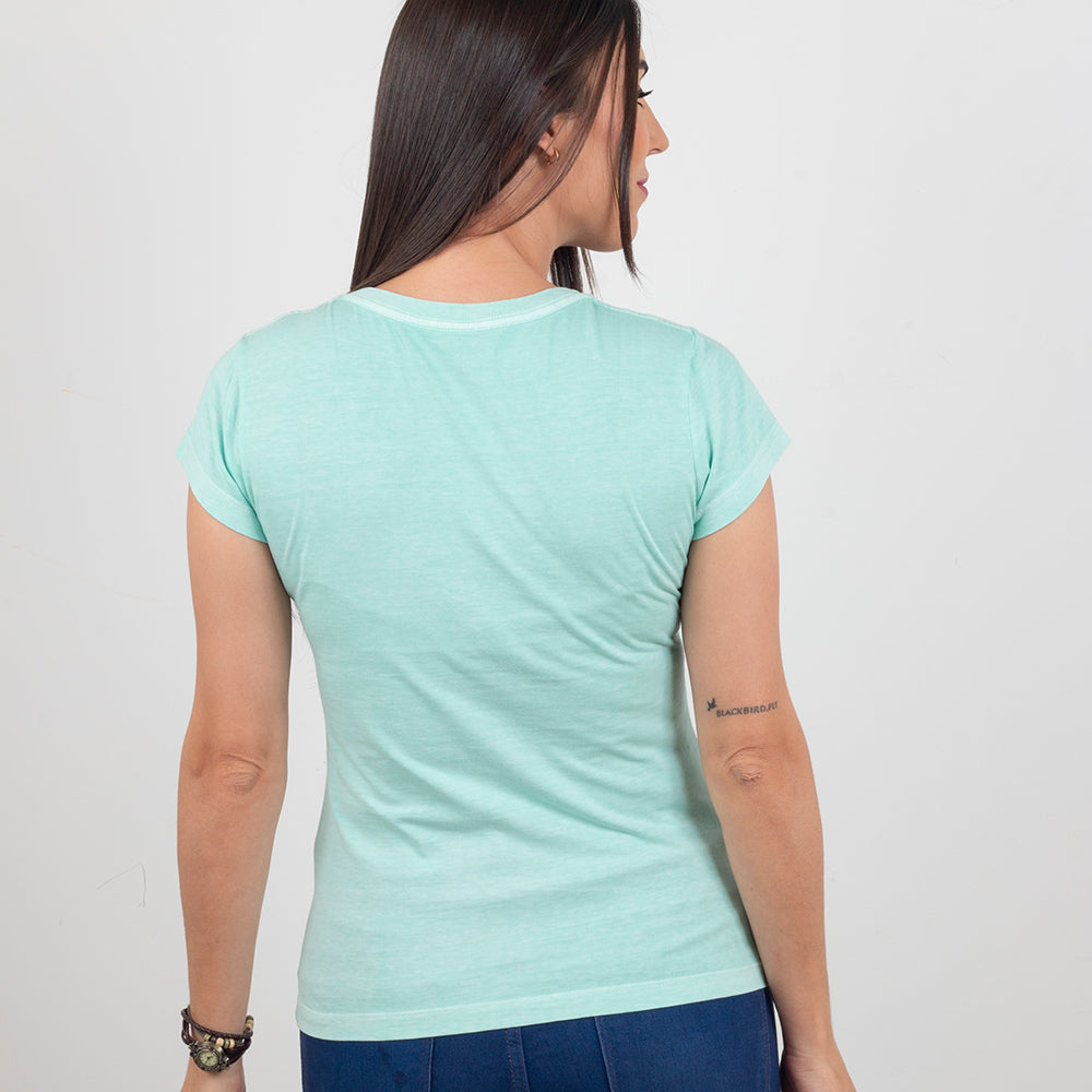 Camiseta Feminina Azul Claro Cafézinho e Cervejinha