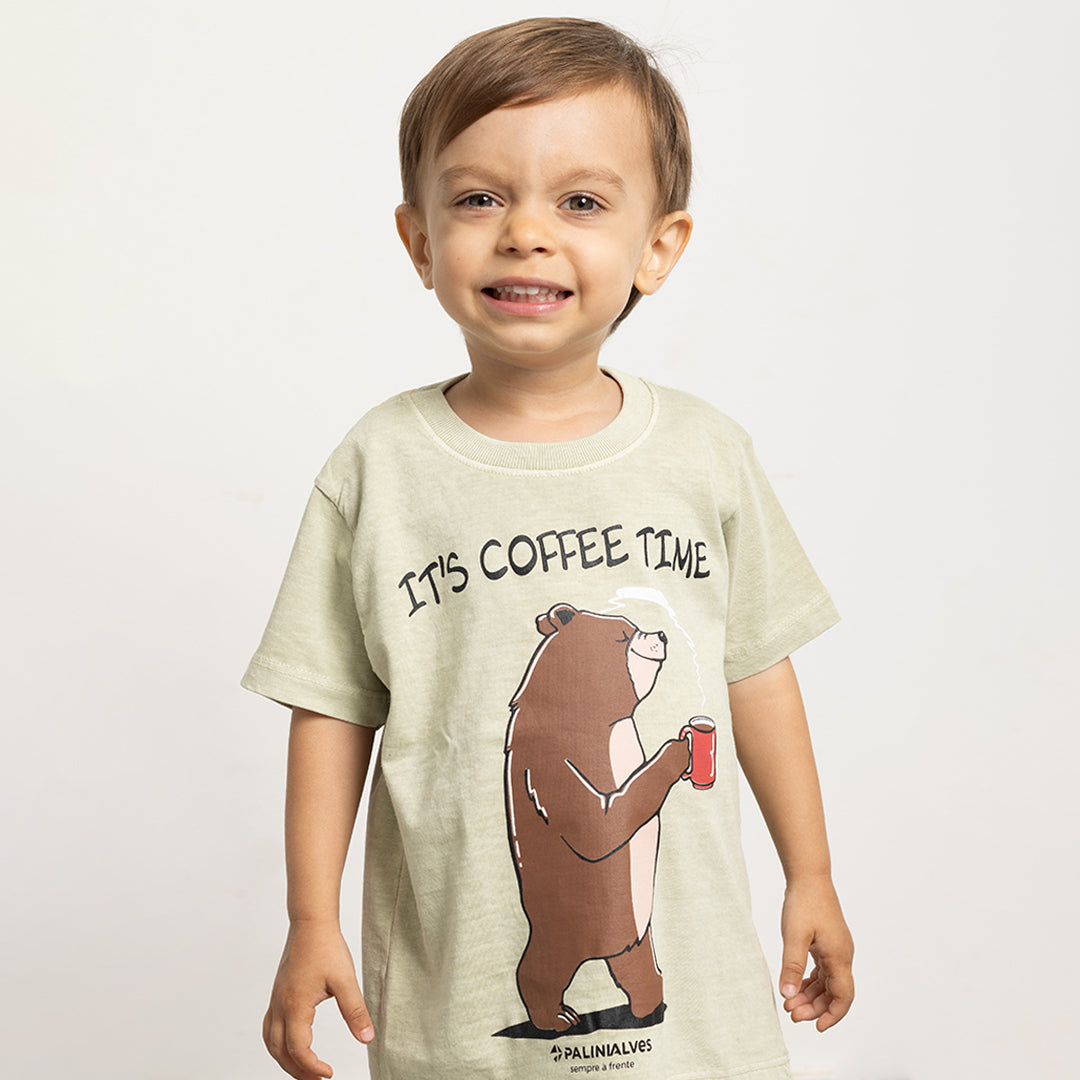 Camiseta Infantil Bege Urso