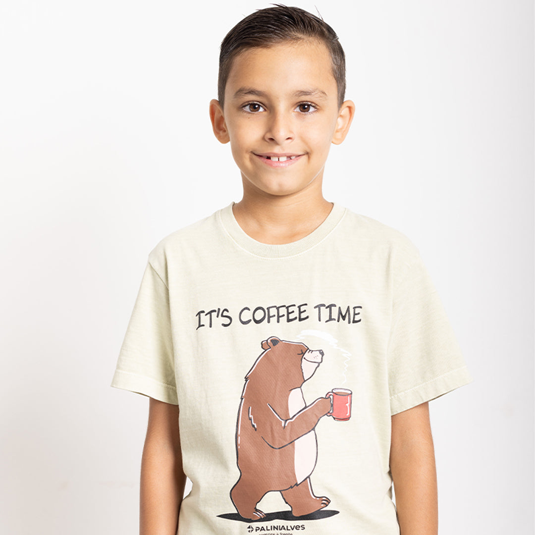 Camiseta Infantil Bege Urso
