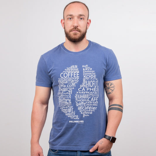 Camiseta Masculina Azul Coffee Mundo
