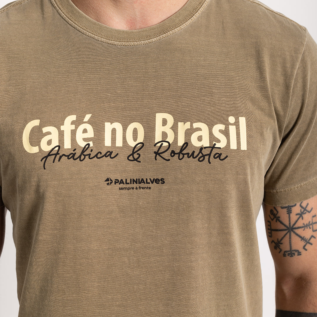 Camiseta Masculina Marrom Café no Brasil