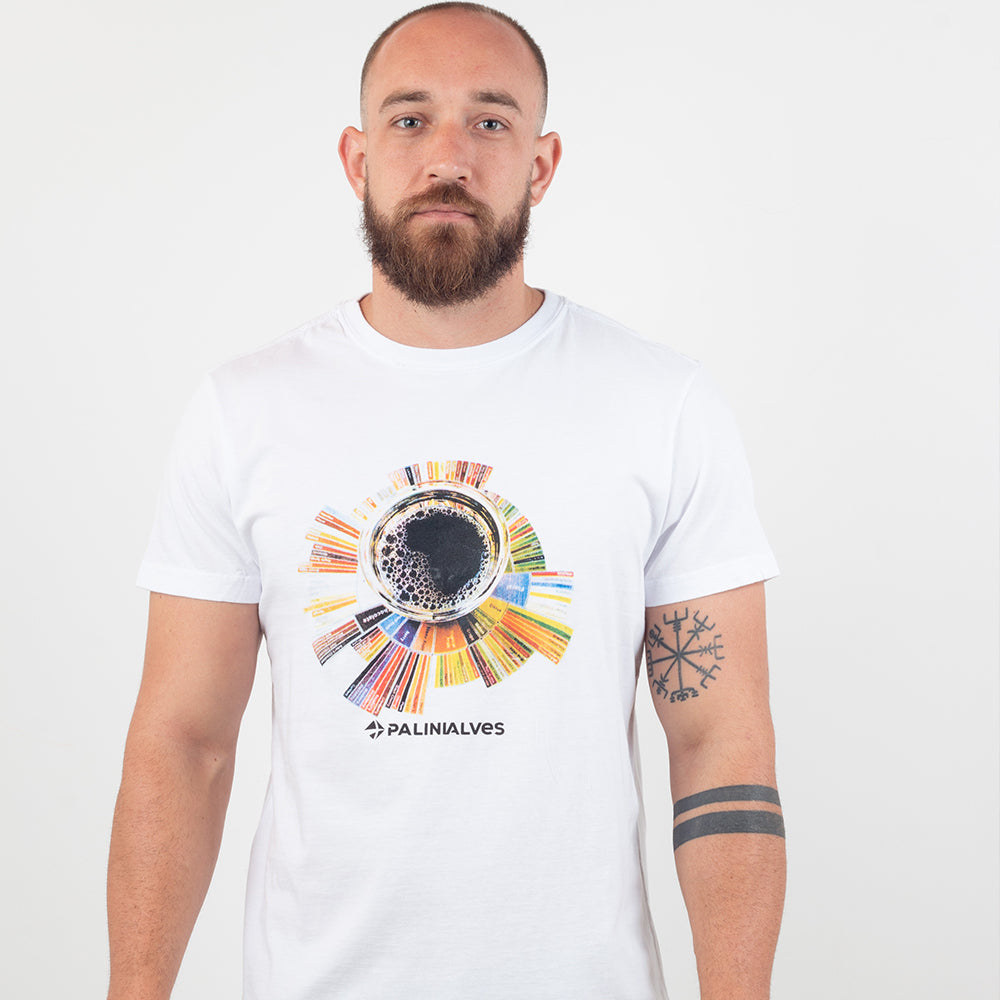 Camiseta Masculina Branca Xícara Roda dos Sabores