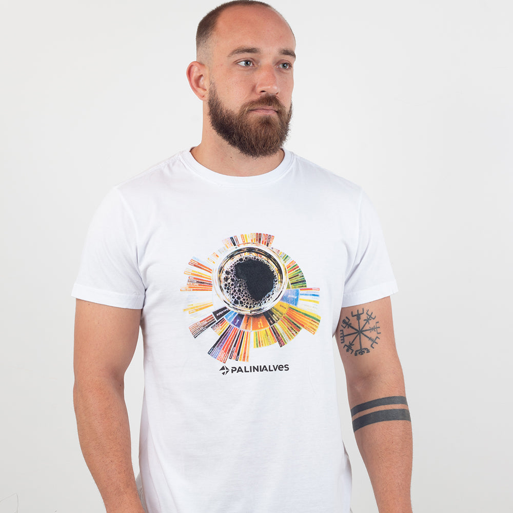Camiseta Masculina Branca Xícara Roda dos Sabores