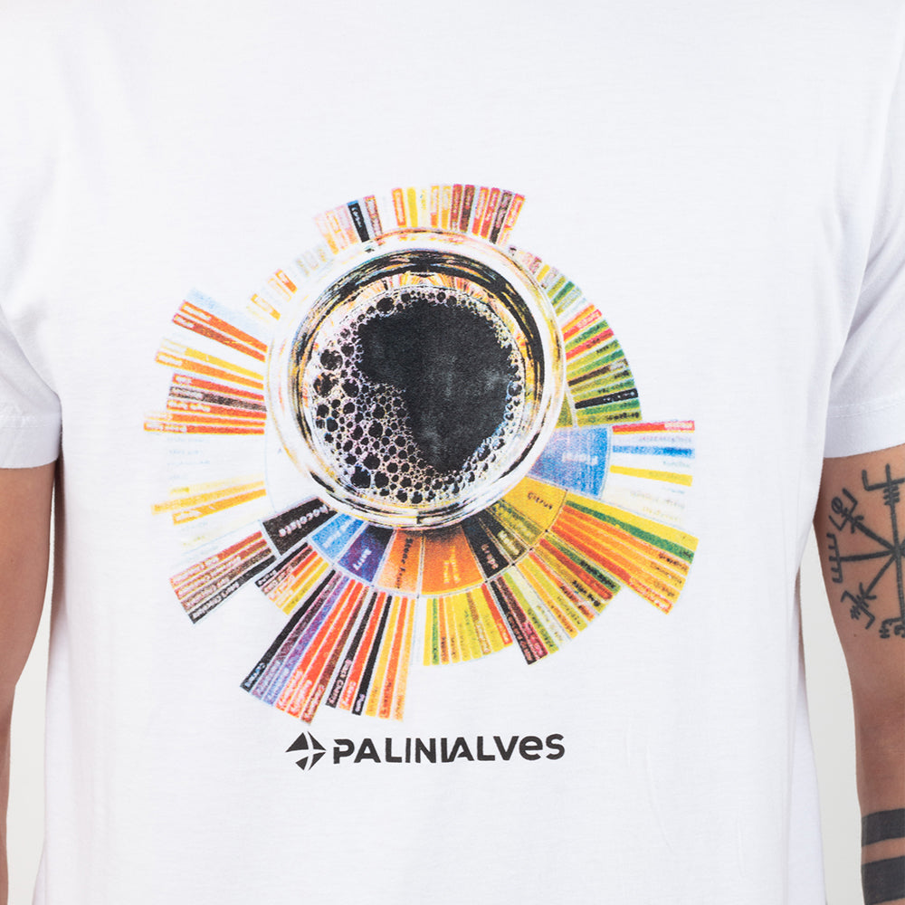 Camiseta Masculina Branca Xícara Roda dos Sabores