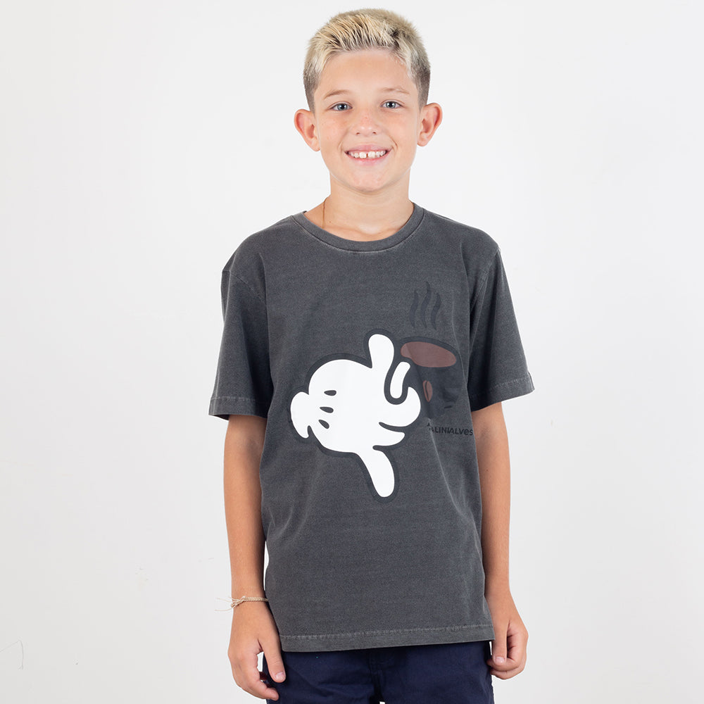 Camiseta Infantil Chumbo Mickey Café
