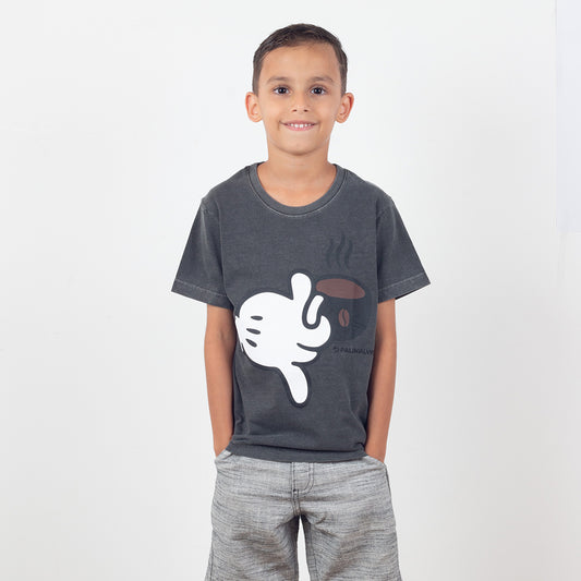 Camiseta Infantil Chumbo Mickey Café