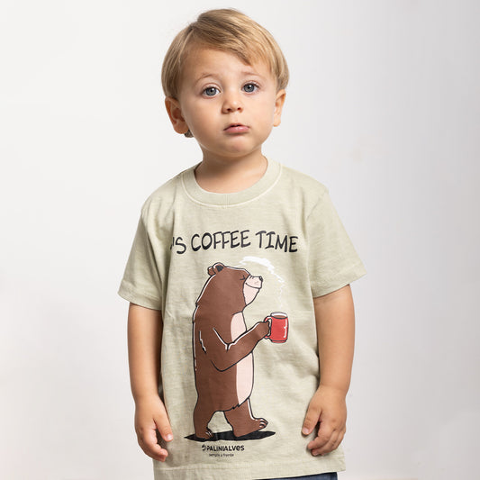 Camiseta Infantil Bege Urso