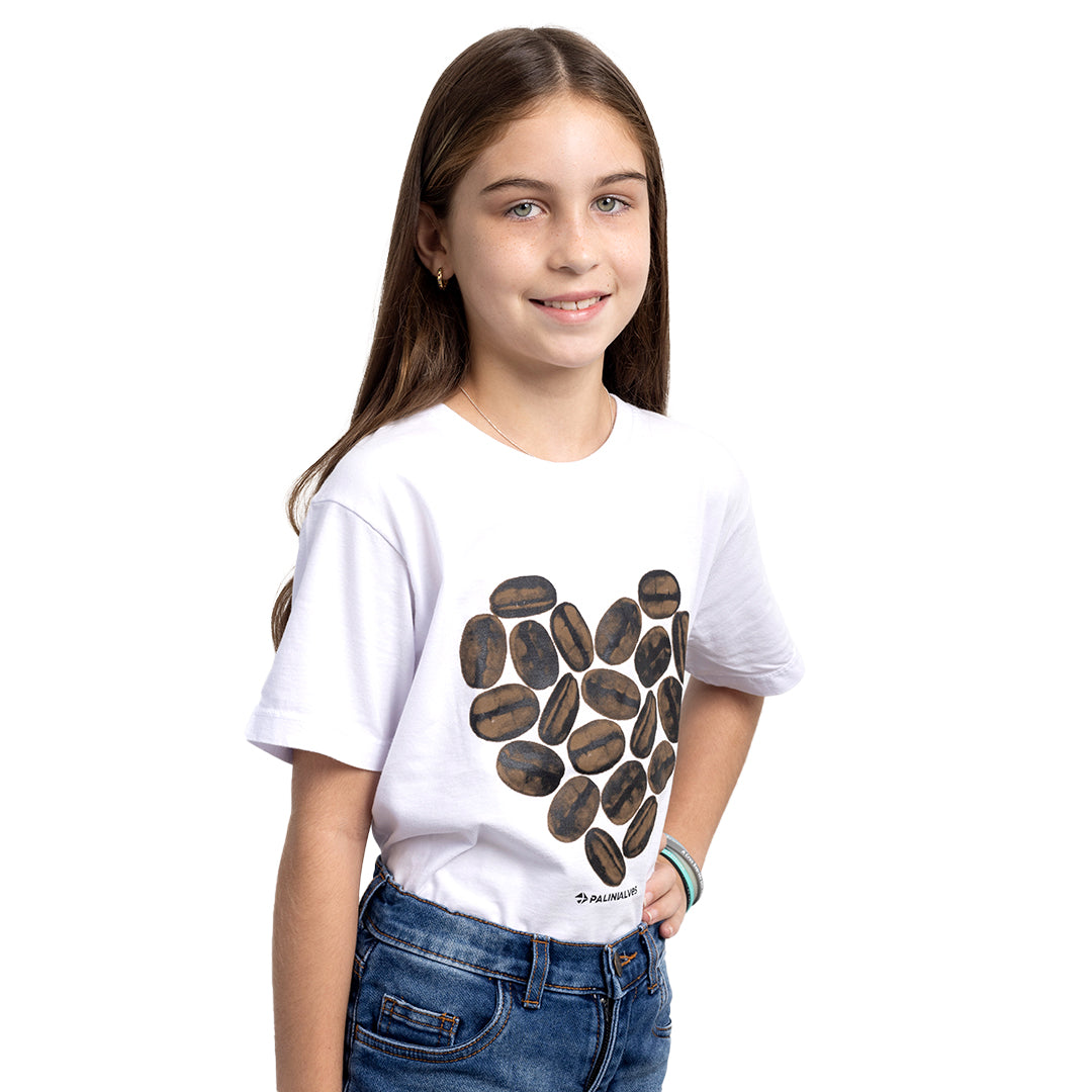 Camiseta Infantil Branco Grão de Café