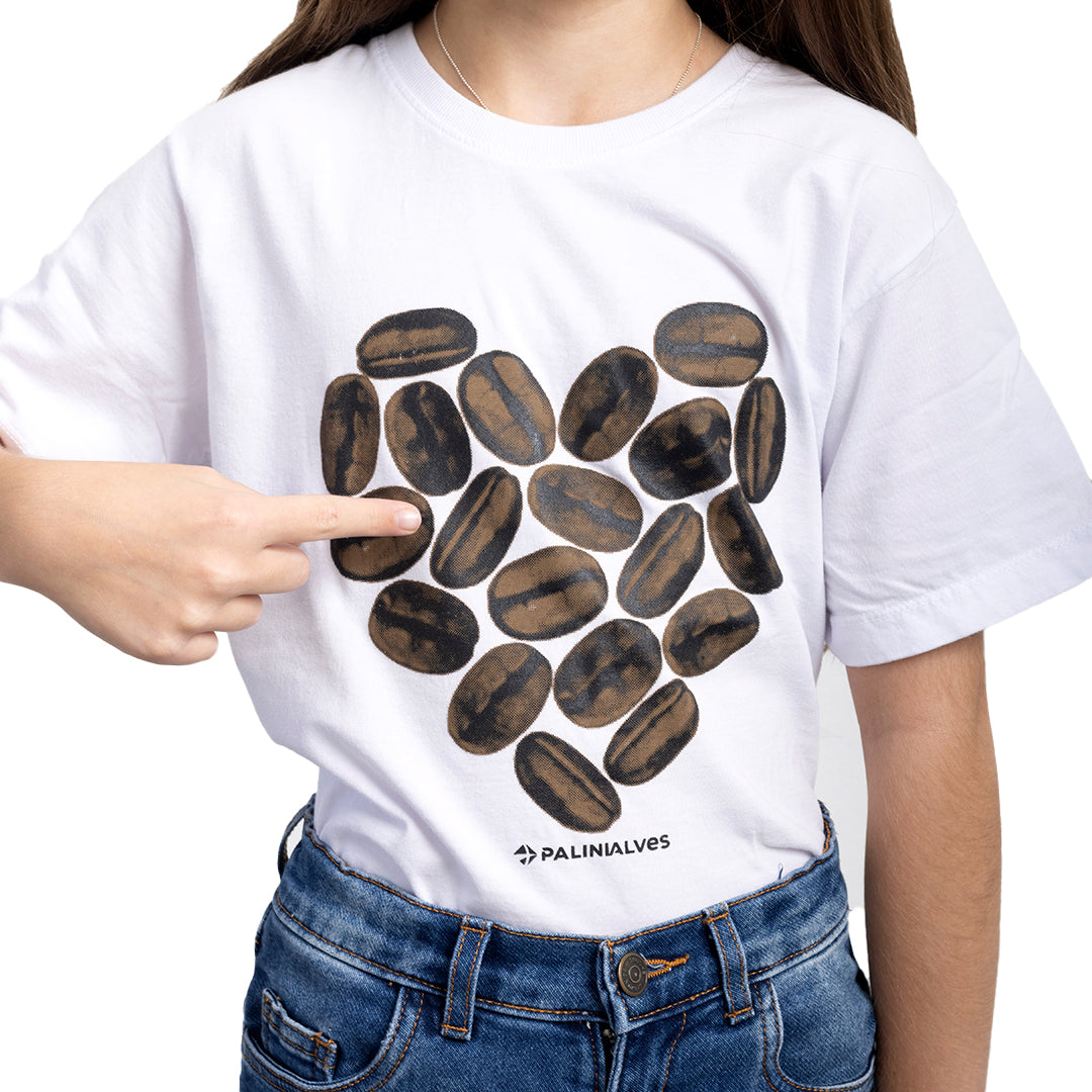 Camiseta Infantil Branco Grão de Café