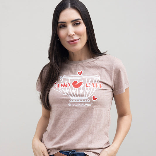 Camiseta Feminina Nude Amo Café