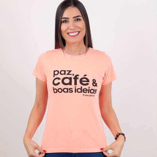 Camiseta Feminina Laranja Paz e Café