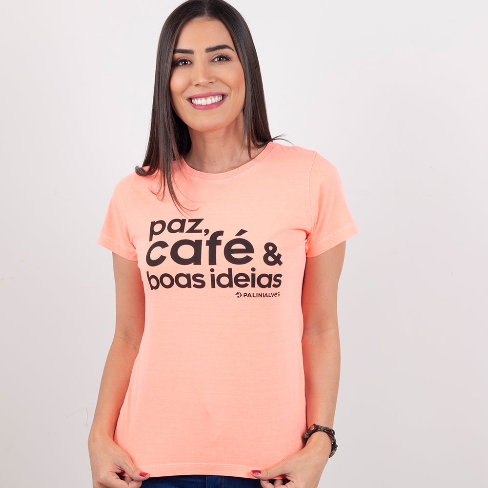 Camiseta Feminina Laranja Paz e Café