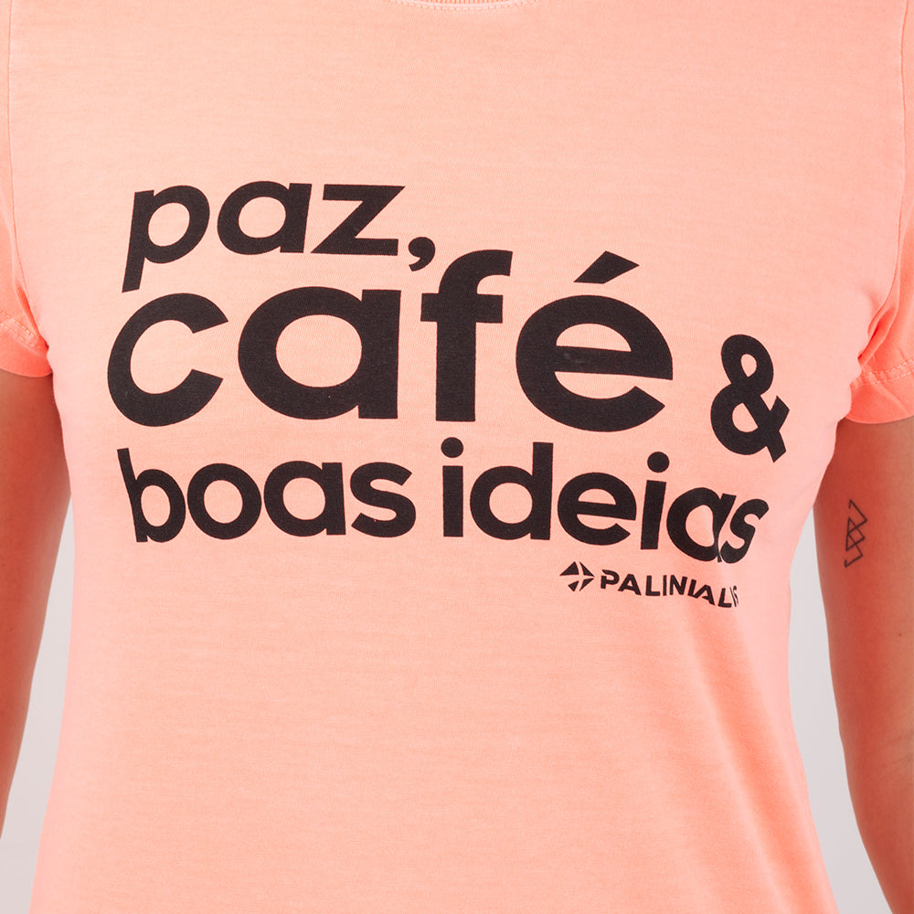 Camiseta Feminina Laranja Paz e Café