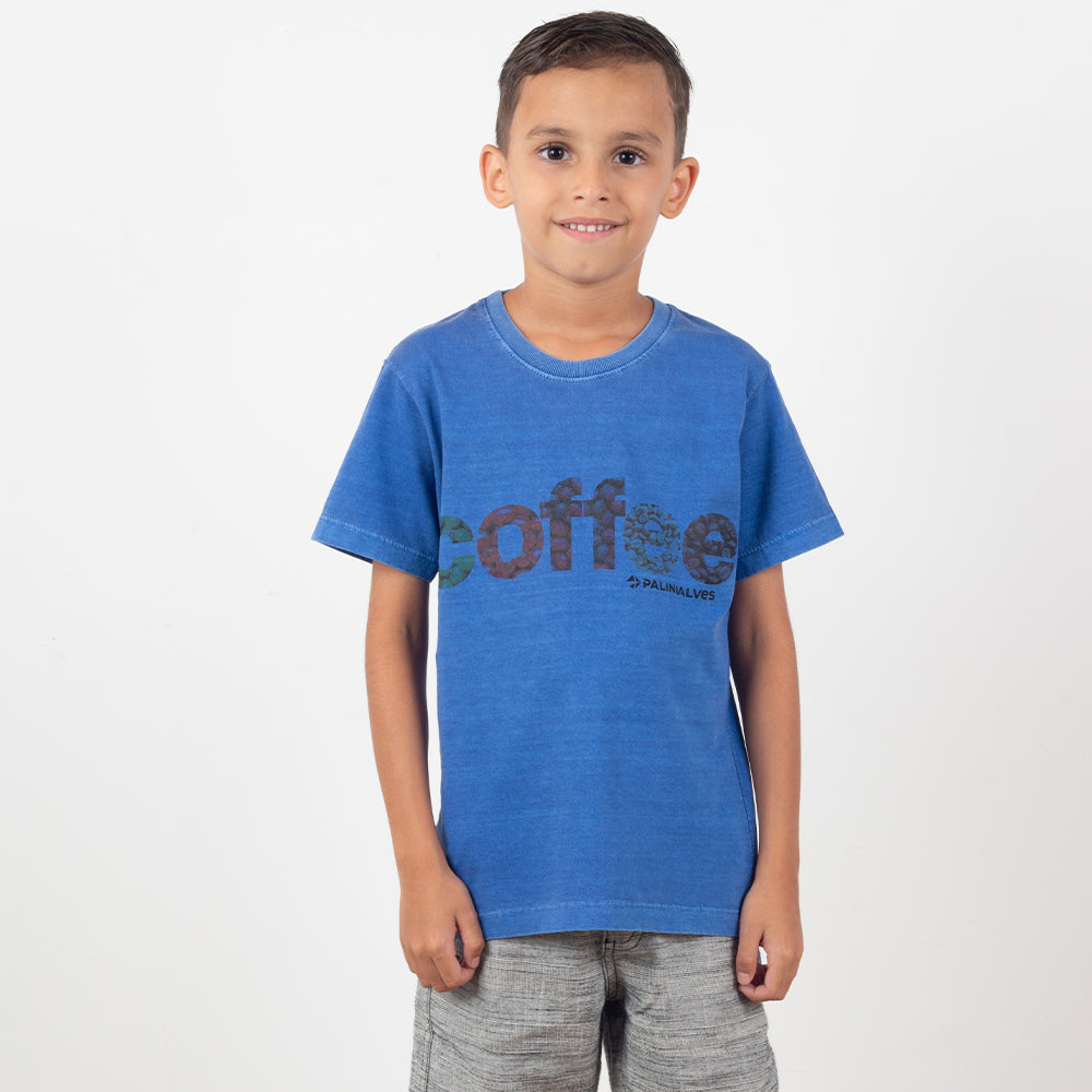 Camiseta Infantil Azul Coffee