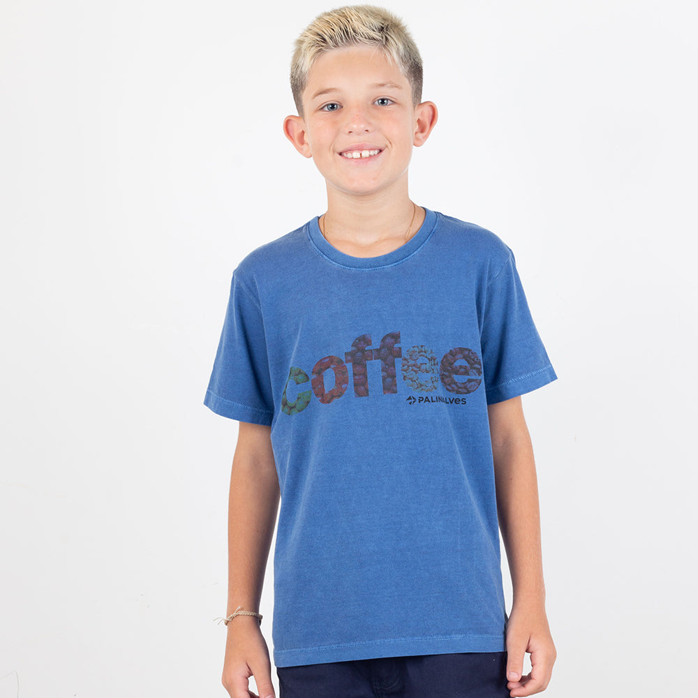 Camiseta Infantil Azul Coffee