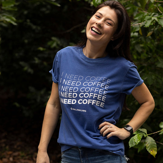 Camiseta Azul I Need Coffee