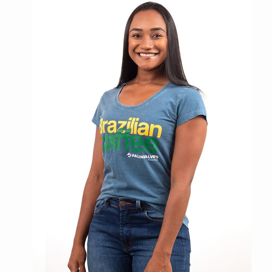 Camiseta Feminina Azul Brazilian Coffee