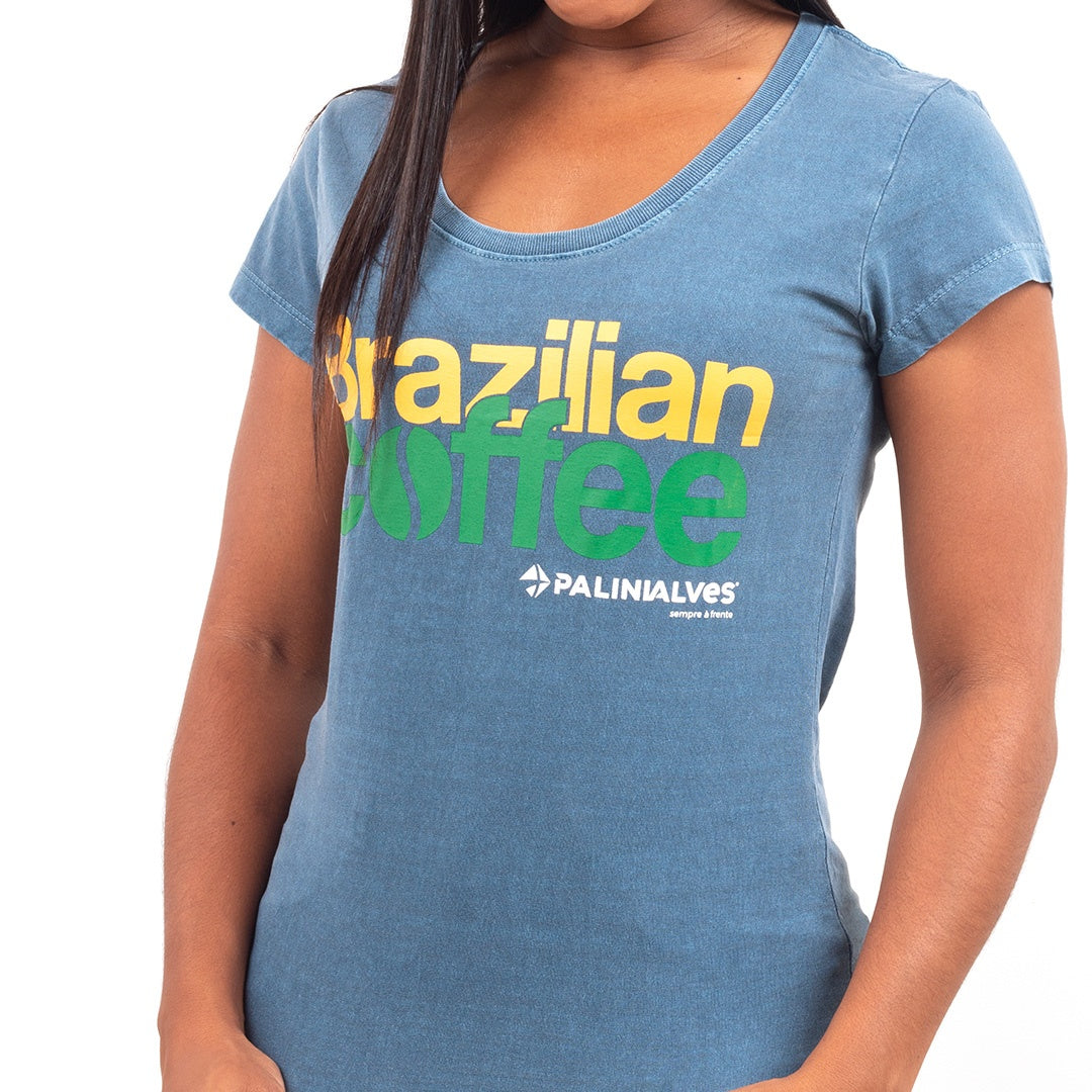 Camiseta Feminina Azul Brazilian Coffee