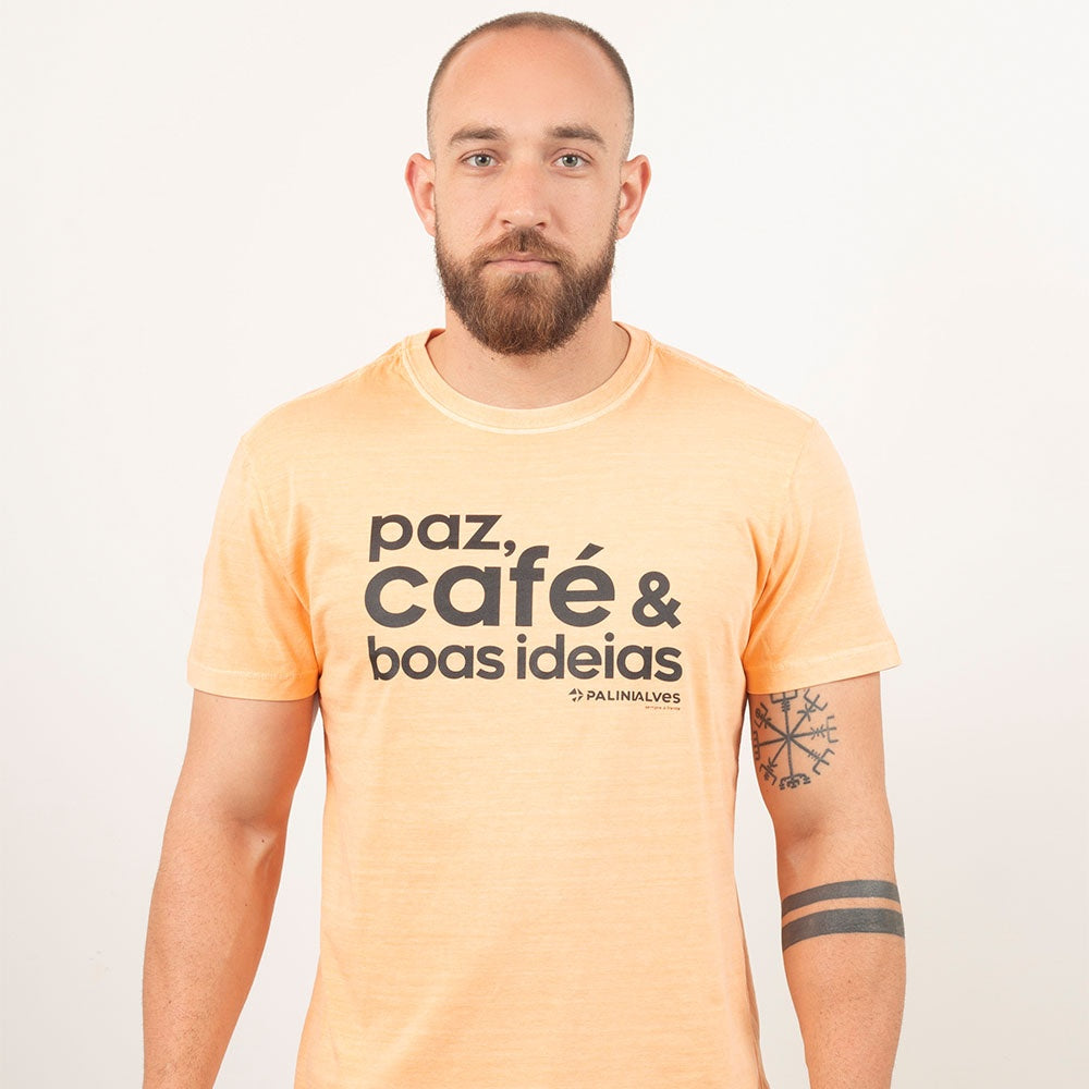 Camiseta Masculina Laranja Paz e Café