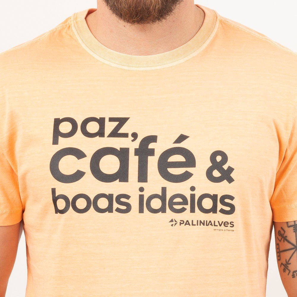 Camiseta Masculina Laranja Paz e Café