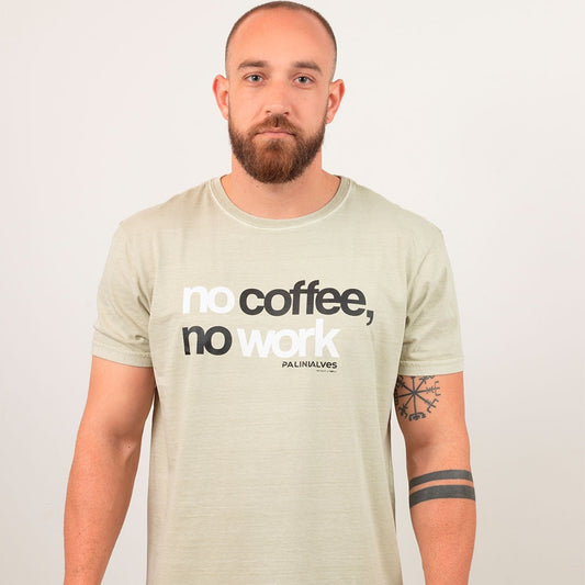 Camiseta Masculina Bege No Coffee No Work