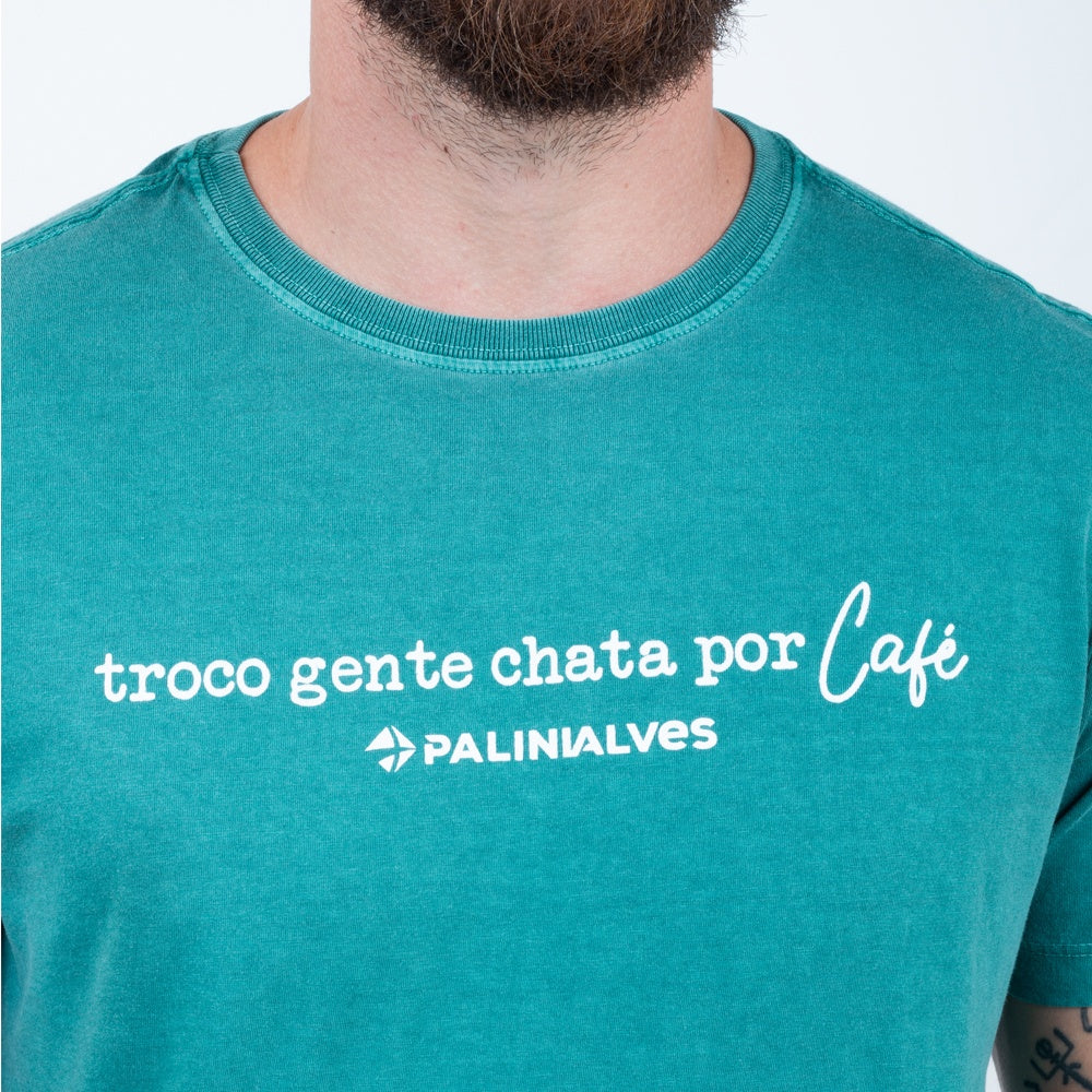 Camiseta Masculina Verde Troco por Café